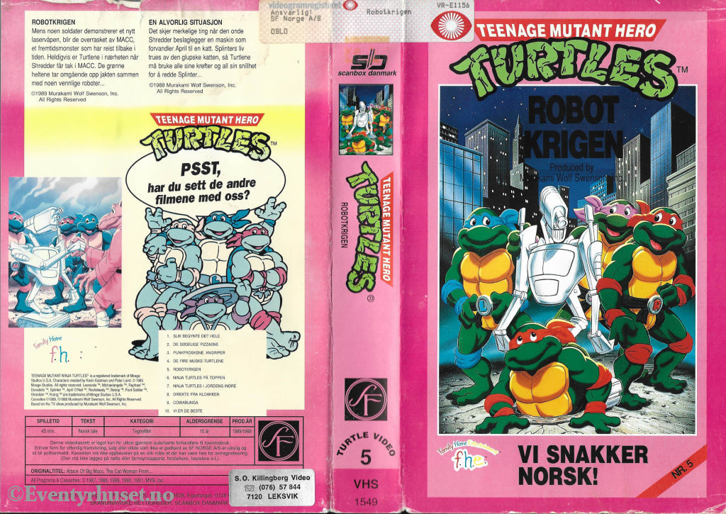 Download / Stream: Teenage Mutant Hero Turtles. Vol. 05. Robotkrigen. 1988/89. Vhs Big Box.