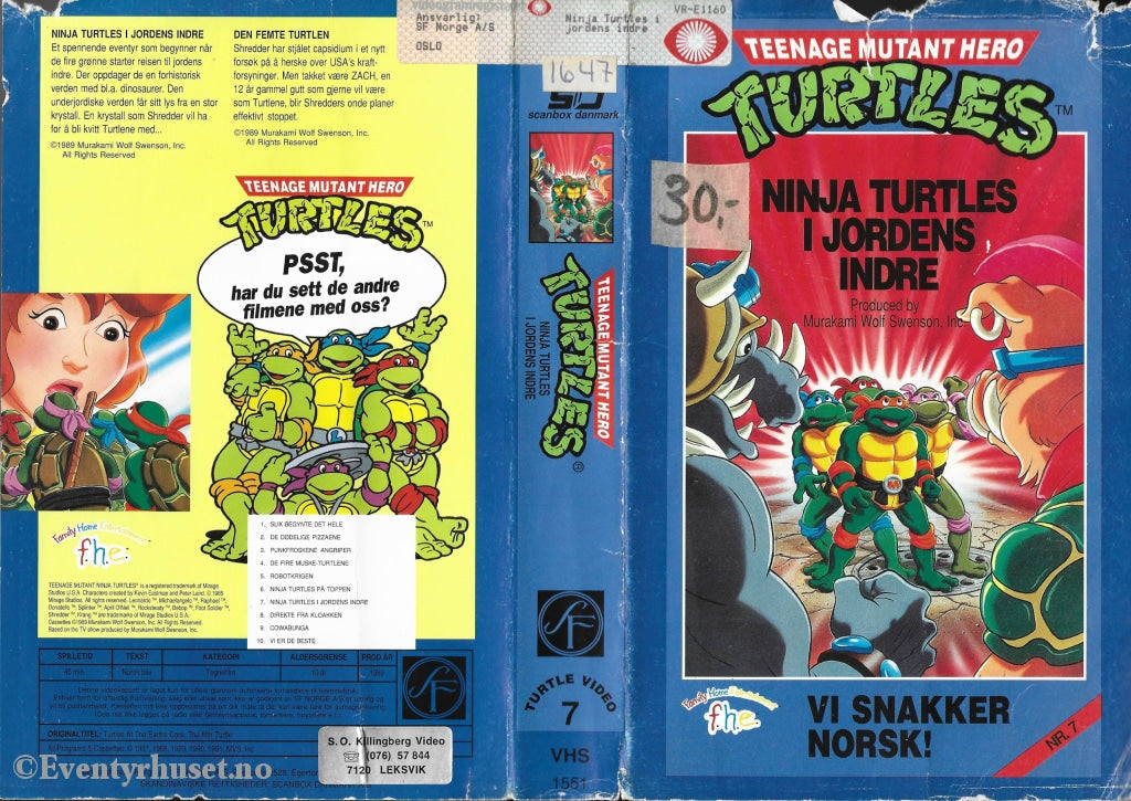 Download / Stream: Teenage Mutant Hero Turtles. Vol. 07. Ninja Turtles I Jordens Indre. 1989. Vhs