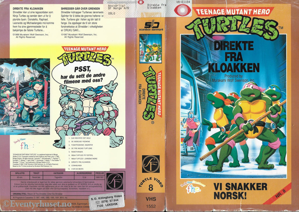 Download / Stream: Teenage Mutant Hero Turtles. Vol. 08. Direkte Fra Kloakken. 1987/88. Vhs Big Box.