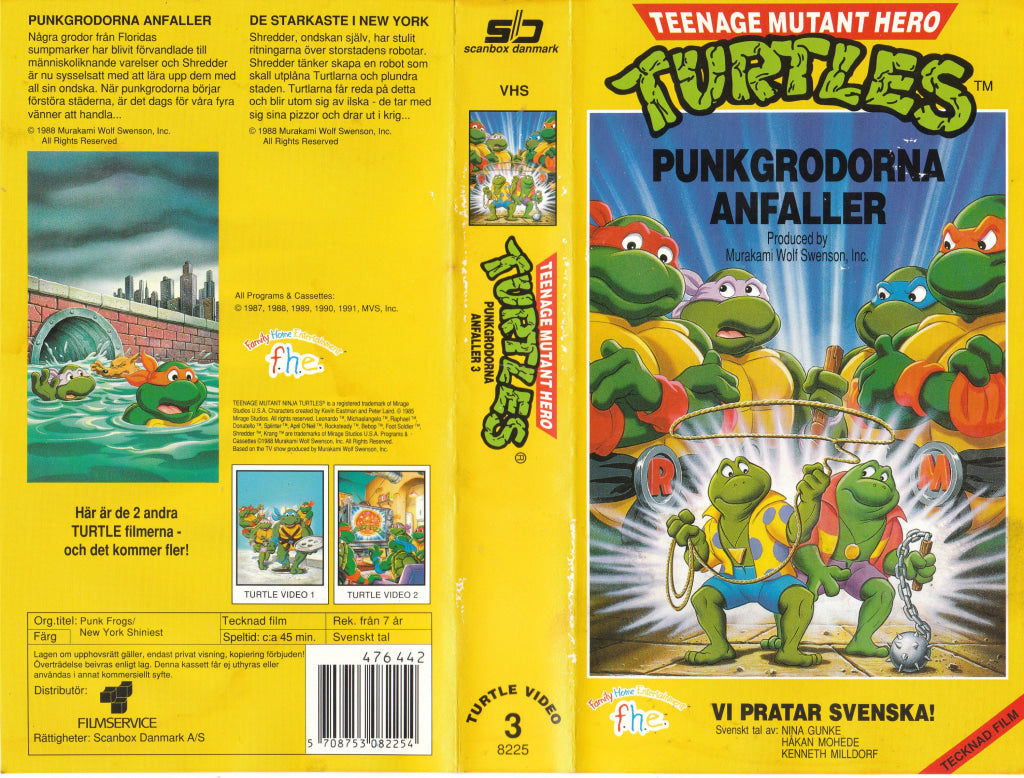 Download / Stream: Turtles. Vol. 3. Punkgrodorna anfaller. 1987-1991. VHS SB. Swedish dubbing. VHS