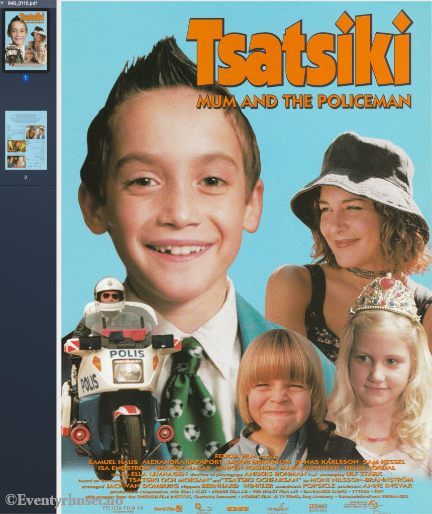 Download: Tsatsiki - Mum And The Policeman. Unik Brosjyre På 2 Sider (Vaskeseddel). Digital Fil I
