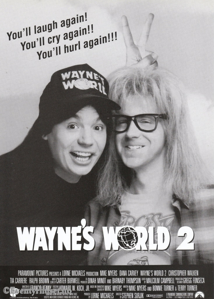 Download: Wayne´s World 2. Unik Brosjyre På Sider Med Norsk Tekst (Vaskeseddel). Digital Fil I