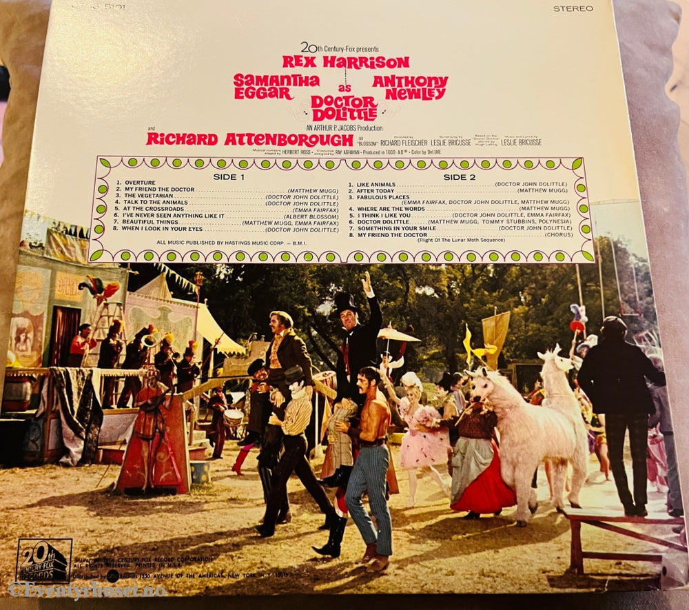Dr. Dolittle. 1967. The Original Soundtrack Fra Filmen. Lp. Lp Plate