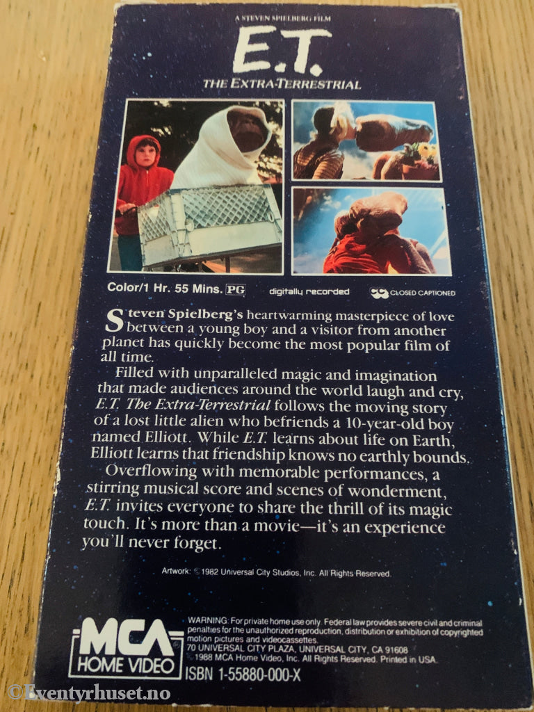 E.T. The Extra-Terrestrial 1982 VHS.