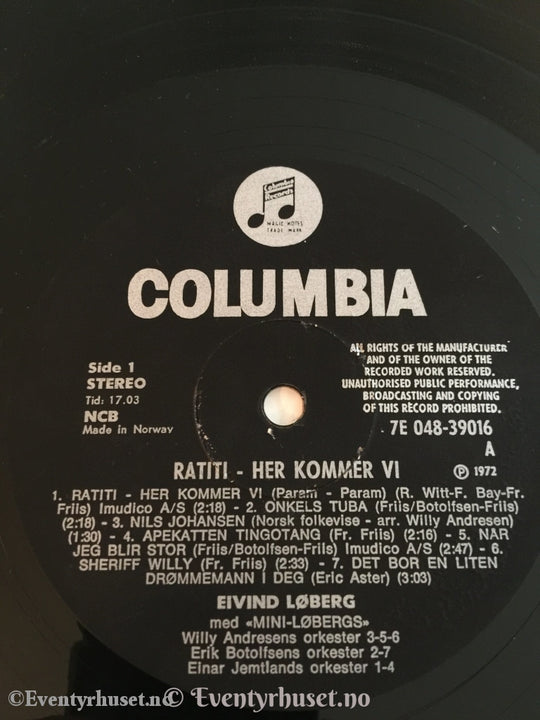 Eivind Løberg. Ratiti - Her Kommer Vi. 1972. Lp. Lp Plate