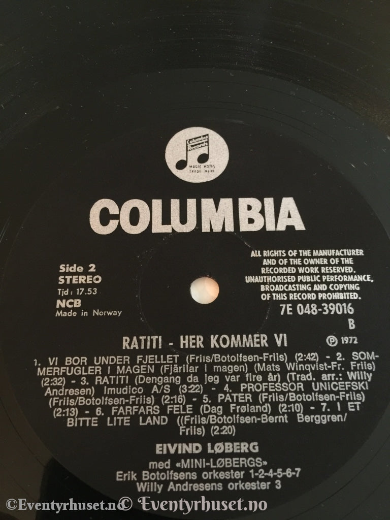 Eivind Løberg. Ratiti - Her Kommer Vi. 1972. Lp. Lp Plate