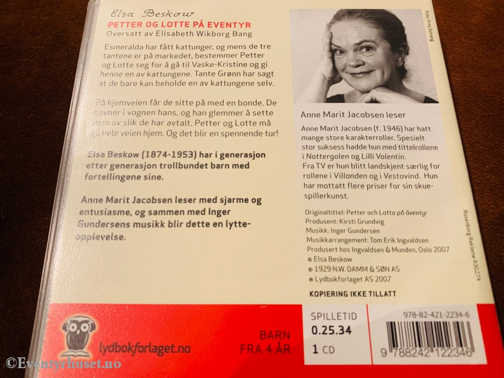 Elsa Beskow. Petter Og Lotte På Eventyr. Lydbok Cd.