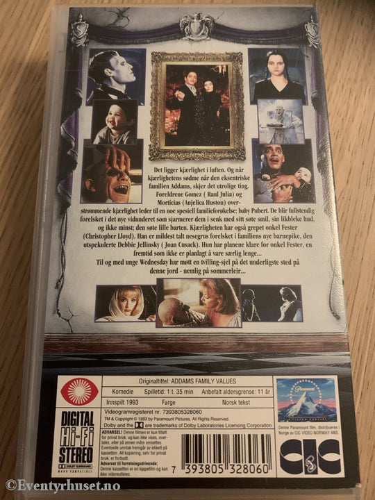 Familien Adams Og Synet På Livet. 1993. Vhs. Vhs