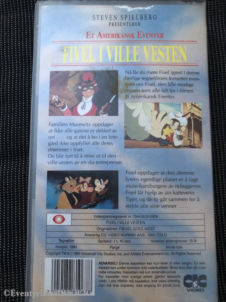 Fivel I Ville Vesten. 1991. Vhs. Fra Utleie! Vhs