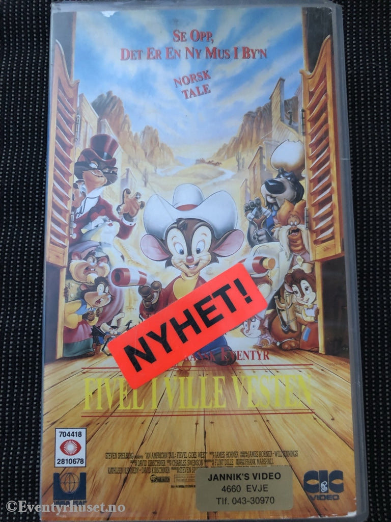 Fivel I Ville Vesten. 1991. Vhs. Fra Utleie! Vhs