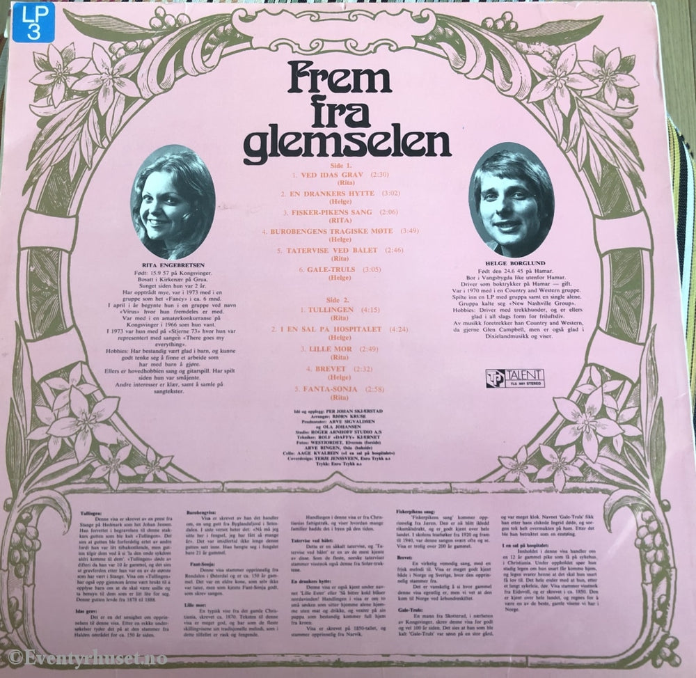 Frem Fra Glemselen. Kjente Viser En Svunnen Tid. Lp. Lp Plate