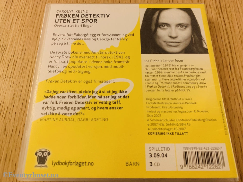 Frøken Detektiv - Uten Et Spor. Lydbok På 3 Cd.