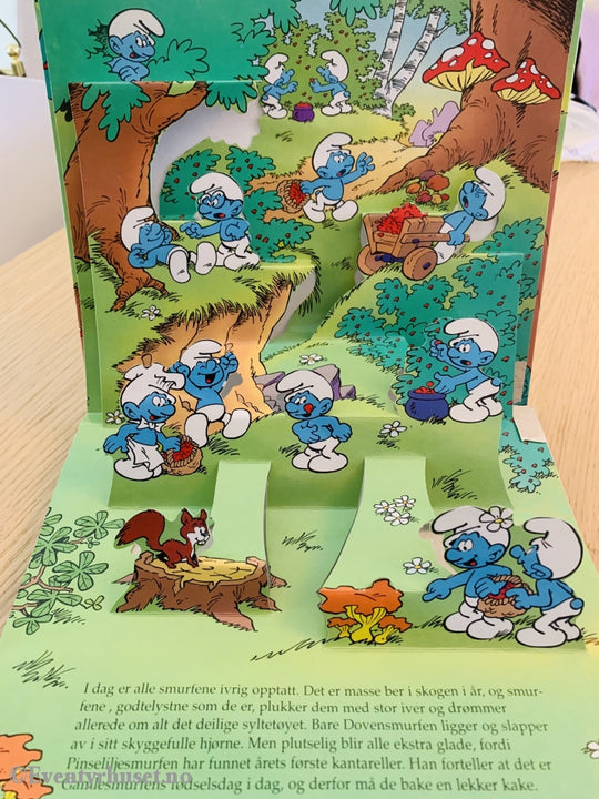 Gammelsmurfens Bursdag. 1996. Popp-Opp-Bok. Fortelling