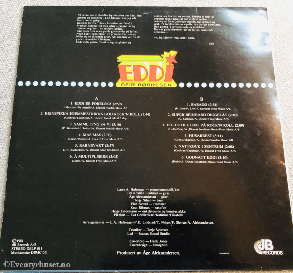 Geir Børresen. 1981. Eddie. Lp. Lp Plate