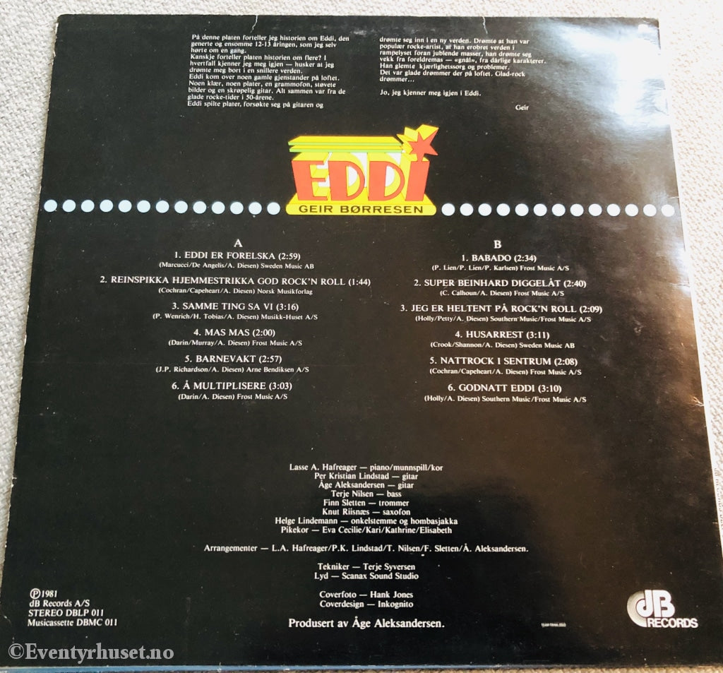 Geir Børresen. 1981. Eddie. Lp. Lp Plate