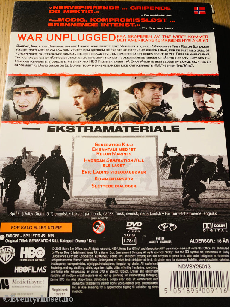 Generation Kill. 2008. Dvd Slipcase.