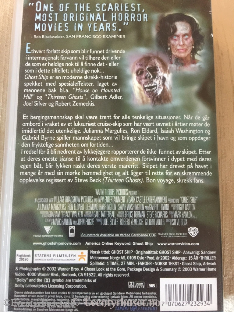 Ghost Ship. 2003. Vhs. Vhs