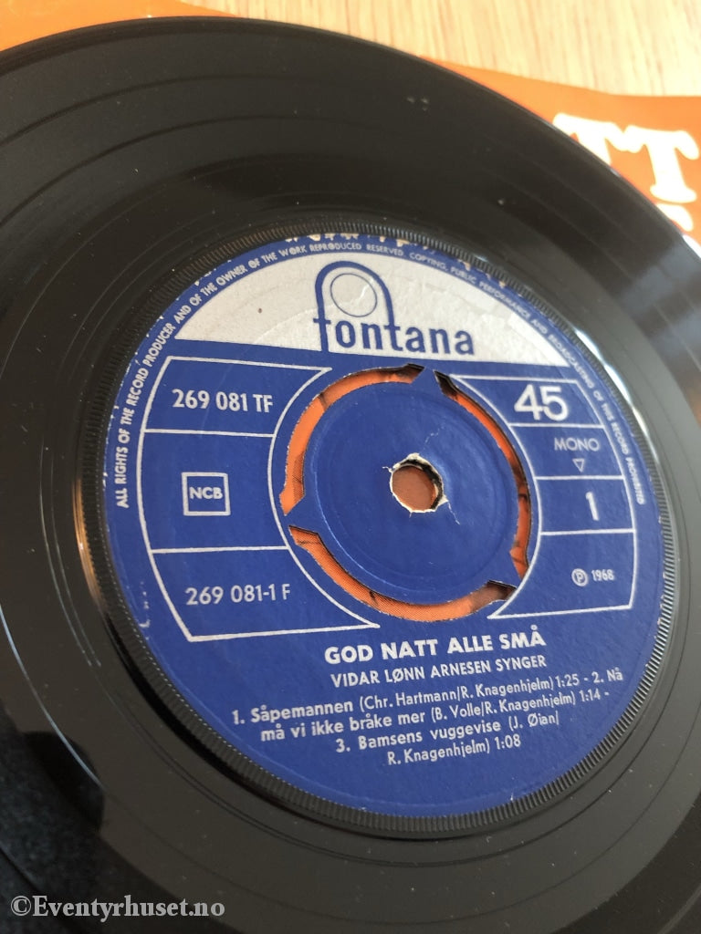 God Natt Alle Små. Vidar Lønn Arnesen Synger. 1968. Ep-Singel. Ep