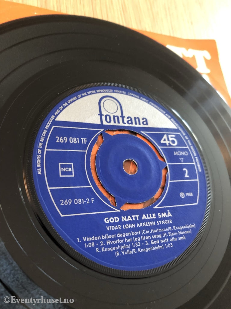 God Natt Alle Små. Vidar Lønn Arnesen Synger. 1968. Ep-Singel. Ep