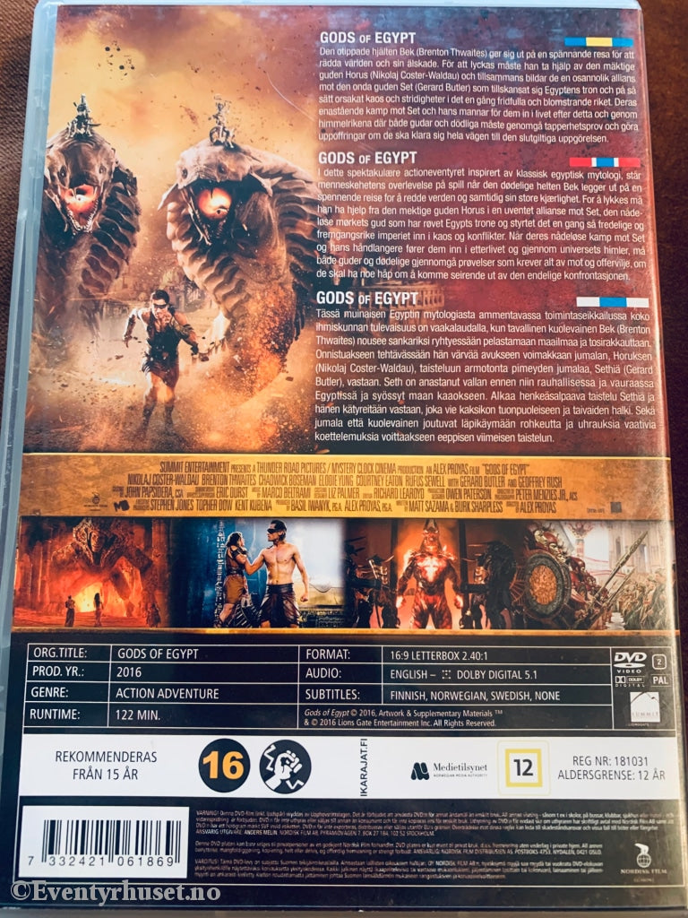 Gods Of Egypt. 2016. Dvd Leiefilm.