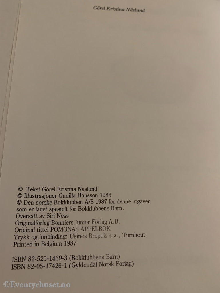 Görel Kristina Näslund & Gunilla Hansson. 1987. Pomonas Eplebok. Fortelling