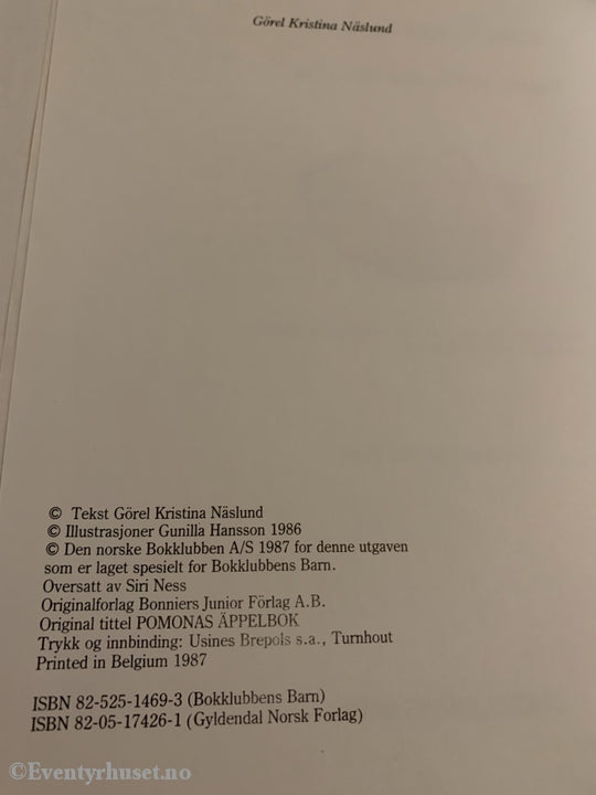 Görel Kristina Näslund & Gunilla Hansson. 1987. Pomonas Eplebok. Fortelling