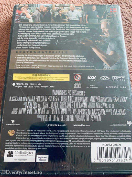 Gran Torino (2008). DVD. Ny i plast!