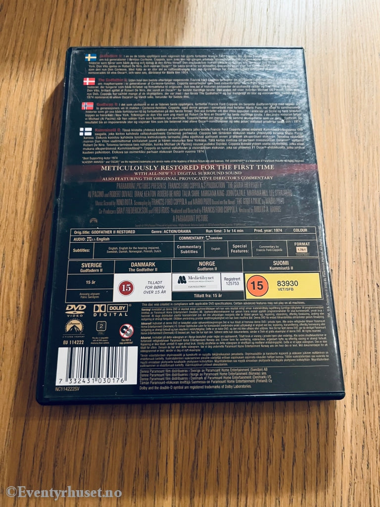 Gudfaren. Del 2. 1974. Dvd. Dvd