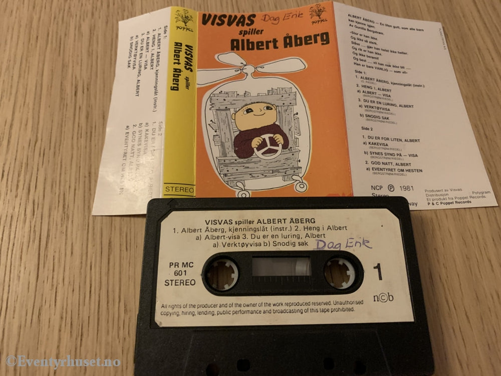 Gunilla Bergstrøm. 1983. Visvas Er Kompis Med Albert Åberg. Kassett. Kassettbok