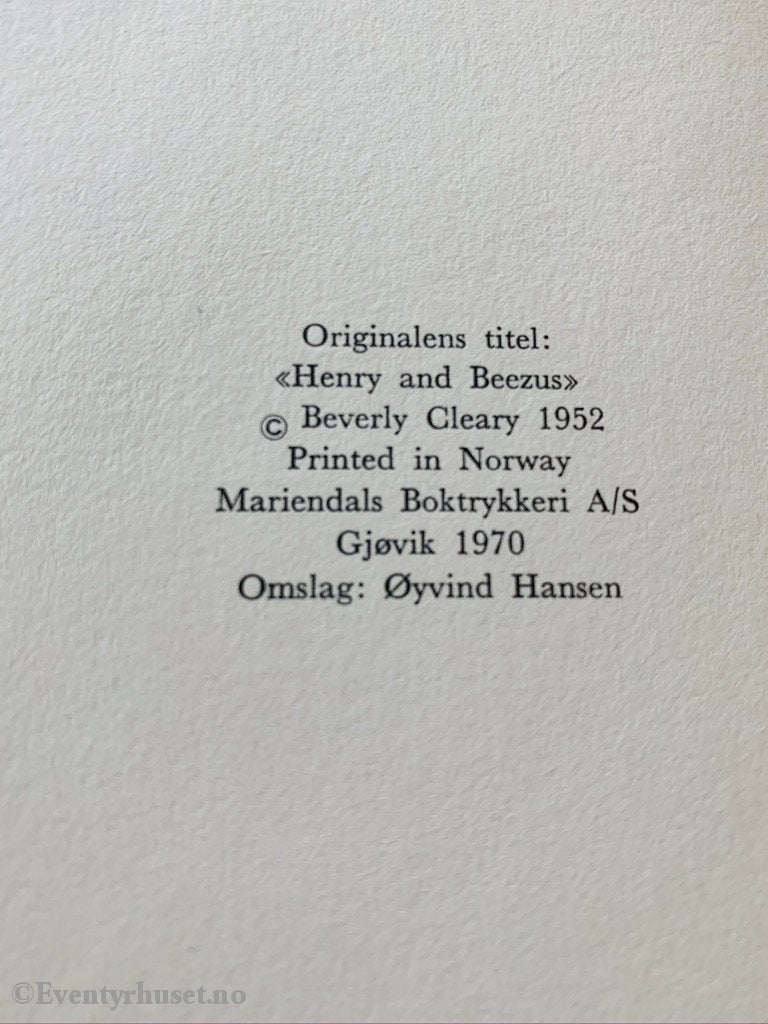 Gyldendals Gode Guttebøker (Ggg): Beverly Clearly. 1952/70. Henry Og Besus. Fortelling