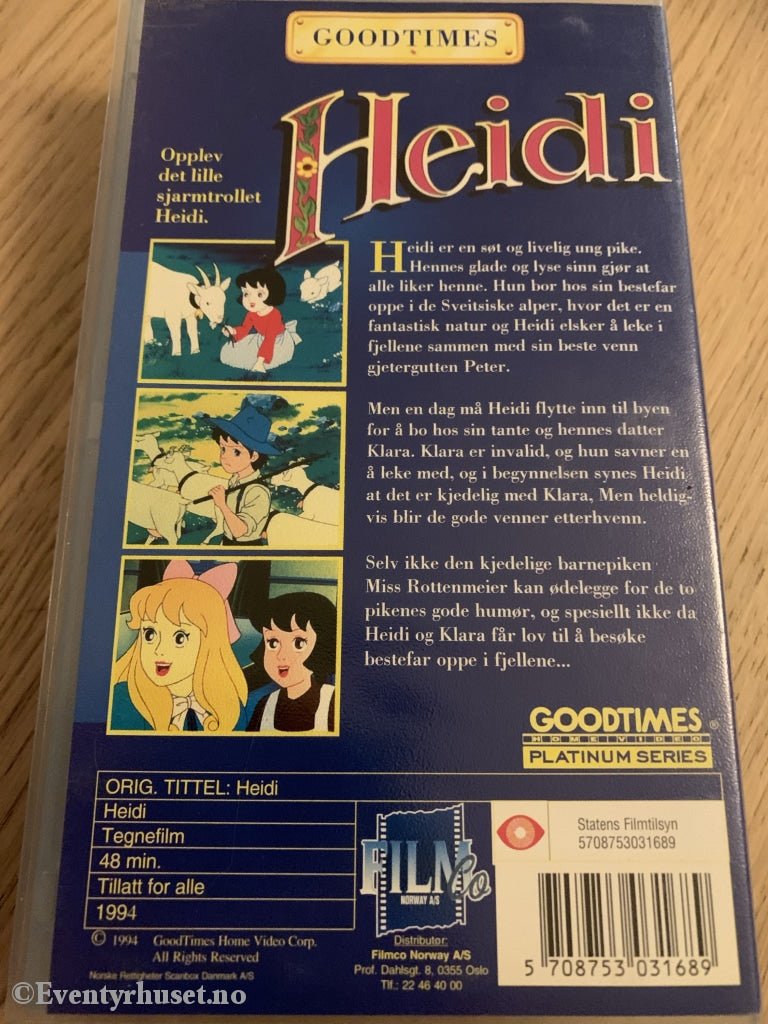 Heidi (Goodtimes Presenterer). 1994. Vhs. Vhs