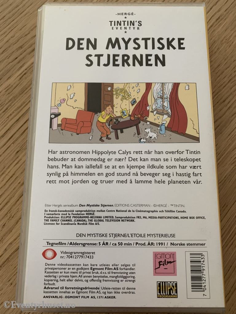 Hergé: Tintin. 1991. Den Mystiske Stjernen. Vhs. Vhs