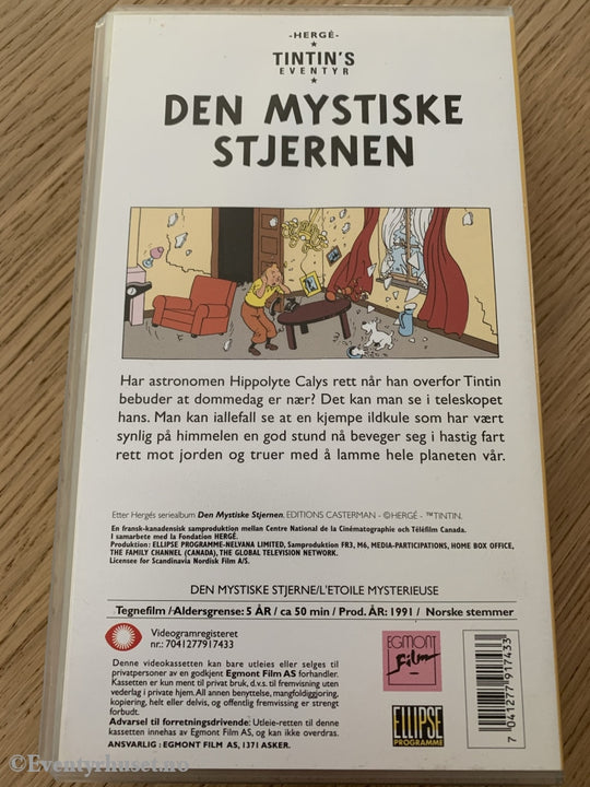 Hergé: Tintin. 1991. Den Mystiske Stjernen. Vhs. Vhs