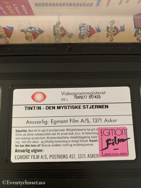 Hergé: Tintin. 1991. Den Mystiske Stjernen. Vhs. Vhs