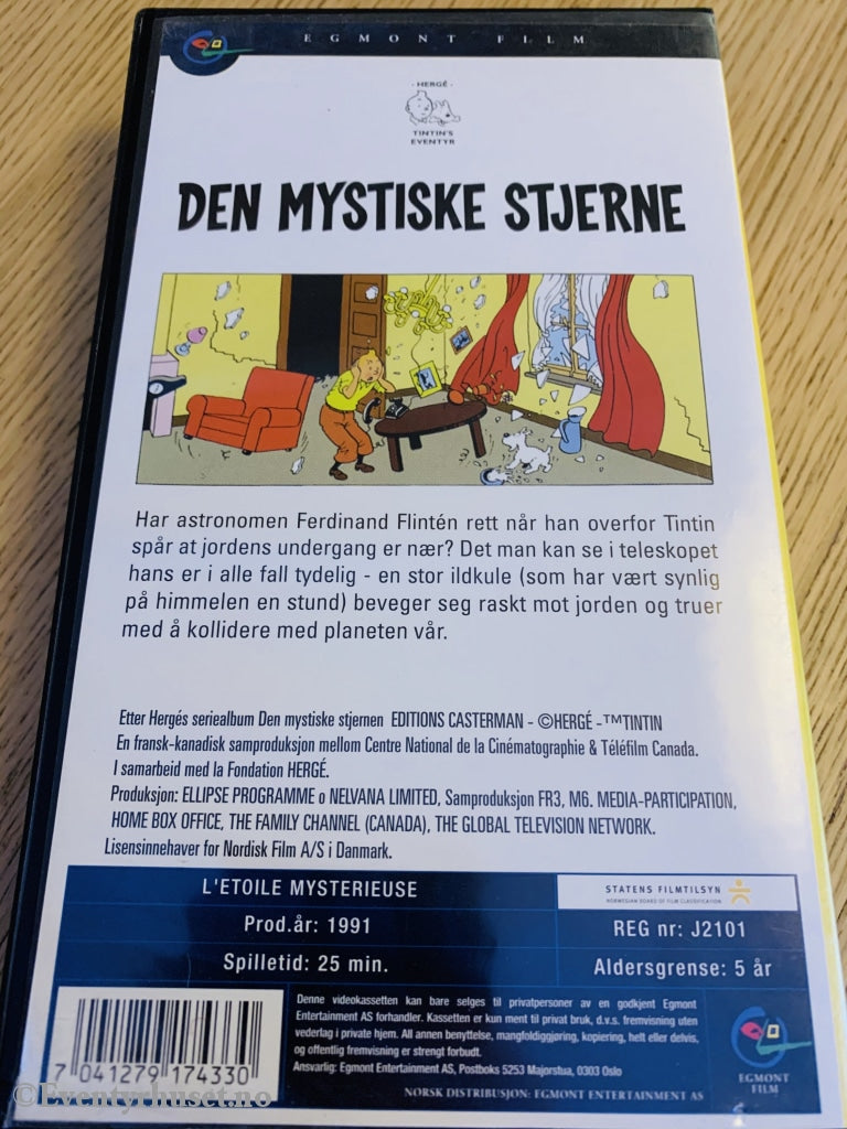 Hergé: Tintin. 1991. Den Mystiske Stjernen. Vhs. Vhs