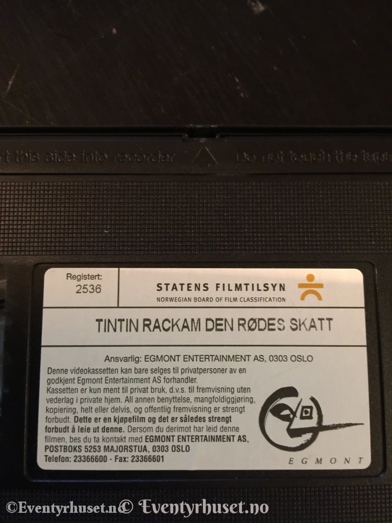Tintin. 1991. Rackham Den Rødes Skatt. Vhs. Vhs