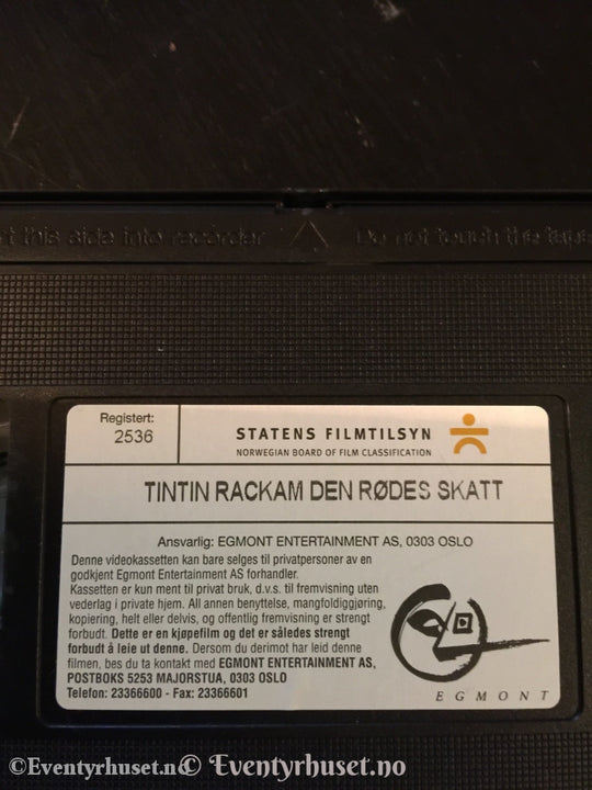 Tintin. 1991. Rackham Den Rødes Skatt. Vhs. Vhs