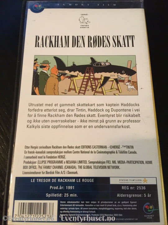 Tintin. 1991. Rackham Den Rødes Skatt. Vhs. Vhs
