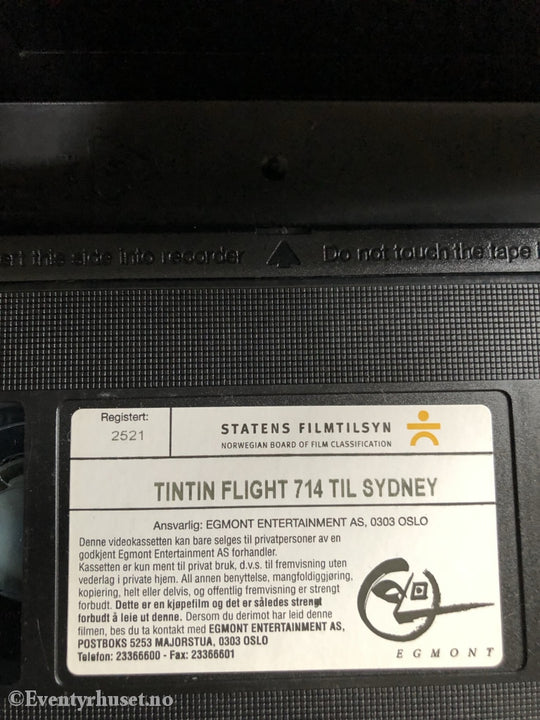 Tintins Eventyr. Flight 714 Til Sydney. 1991. Vhs. Vhs