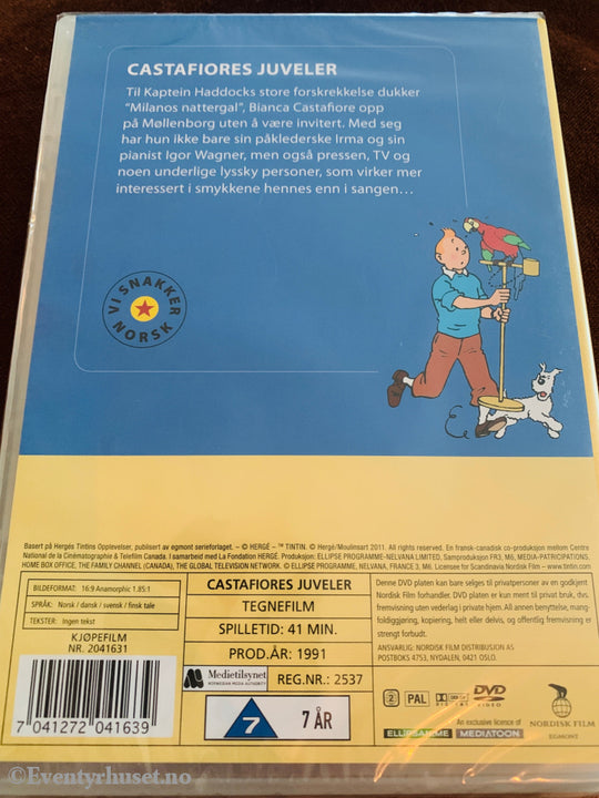Hergé. Tintins opplevelser. Castafiores juveler. 1991. DVD ny i plast. DVD