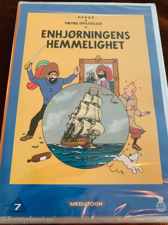 Hergé. Tintins Opplevelser. Enhjørningens hemmelighet. 1991. DVD ny i plast. DVD