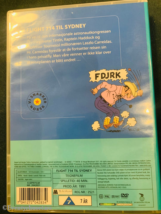 Hergé. Tintins Opplevelser. Flight Nr. 714 Til Sydney. 1991. Dvd. Dvd
