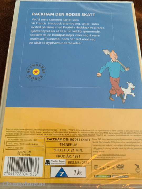 Hergé. Tintins Opplevelser. Rackham den rødes skatt. 1991. DVD ny i plast! DVD
