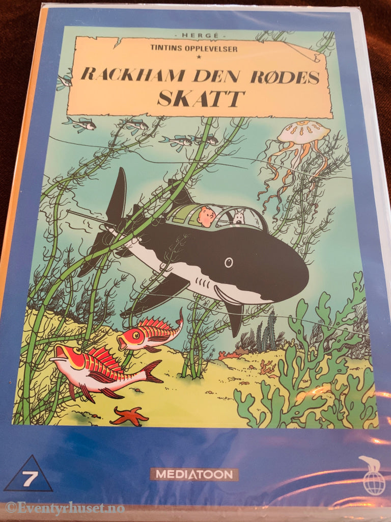 Hergé. Tintins Opplevelser. Rackham den rødes skatt. 1991. DVD ny i plast! DVD