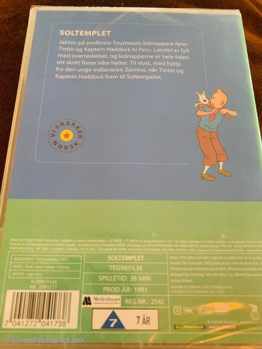 Hergé. Tintins Opplevelser. Soltempelet. 1991. DVD ny i plast! DVD