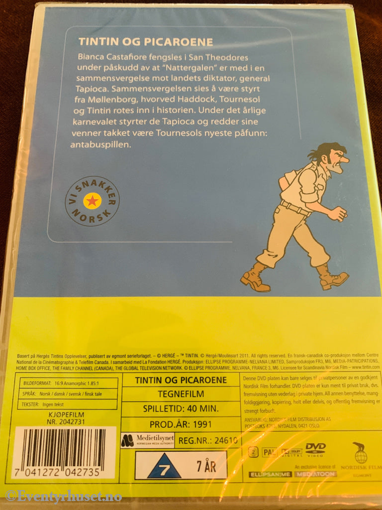 Hergé. Tintins opplevelser. Tintin og Picaroene. 1991. DVD ny i plast. DVD