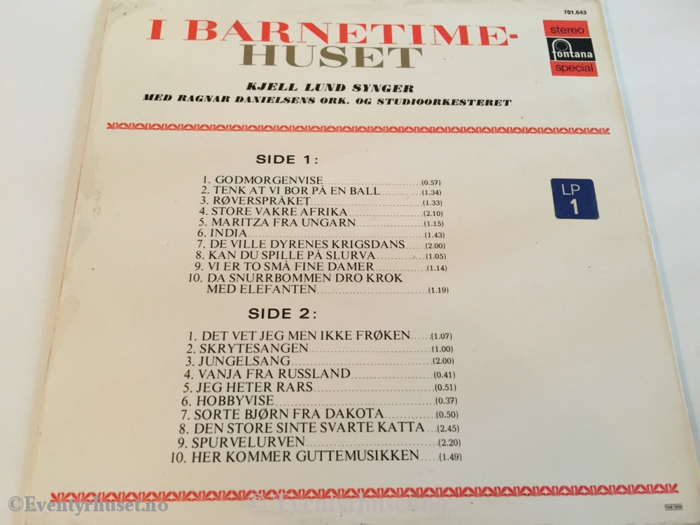 I Barnetimehuset. 1968. Lp. Lp Plate