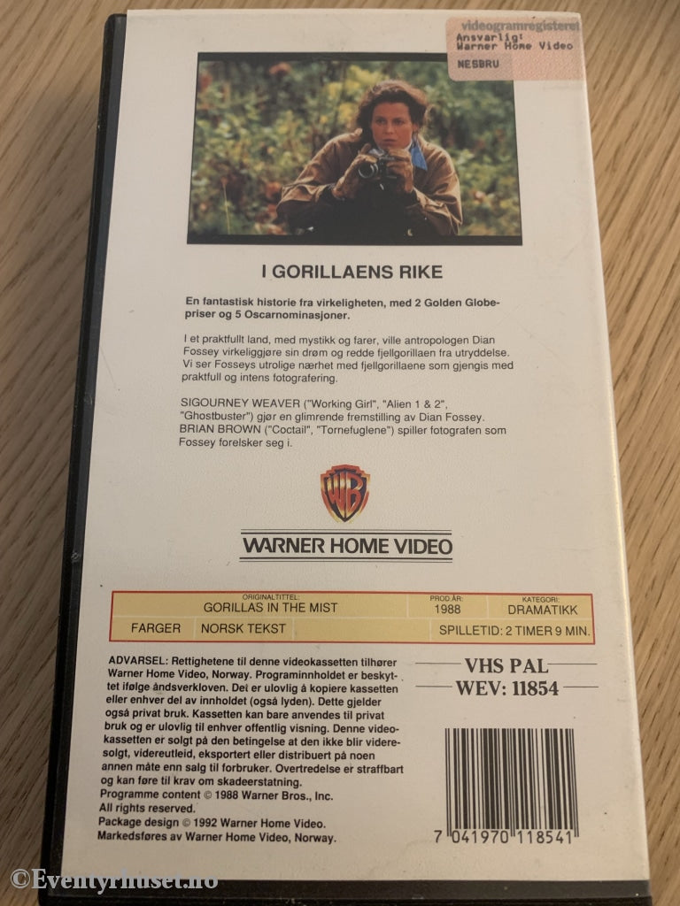 I Gorillaens Rike. 1988. Vhs. Vhs