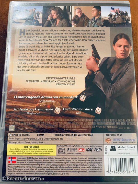 In The Valley Of Elah. 2008. Dvd. Dvd
