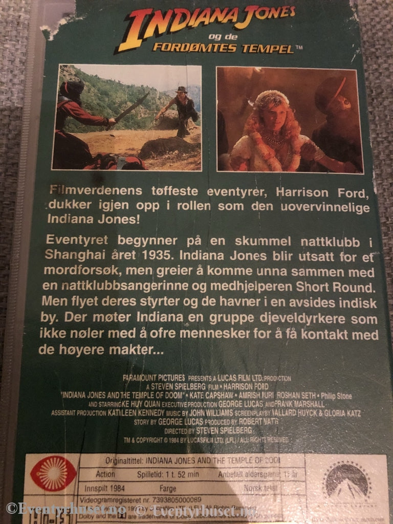 Indiana Jones Og De Fordømtes Tempel. 1984. Vhs. Vhs
